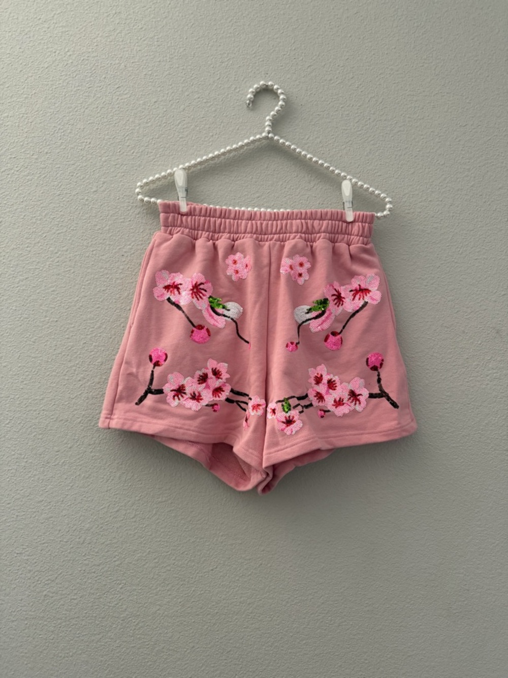 BRAND NEW  • QUEEN OF SPARKLES • QOS • CHERRY BLOSSOM SHORTS • SIZE XS